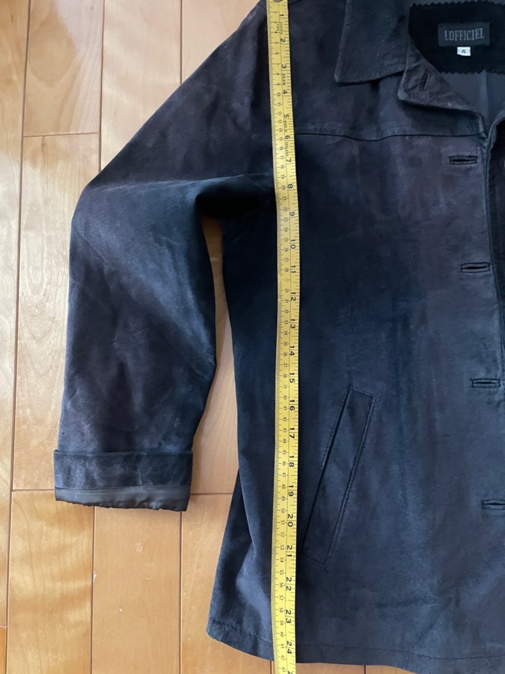 M Timeless 100% Suede Button-Up Jacket - Navy Blue - Picture 7 of 10